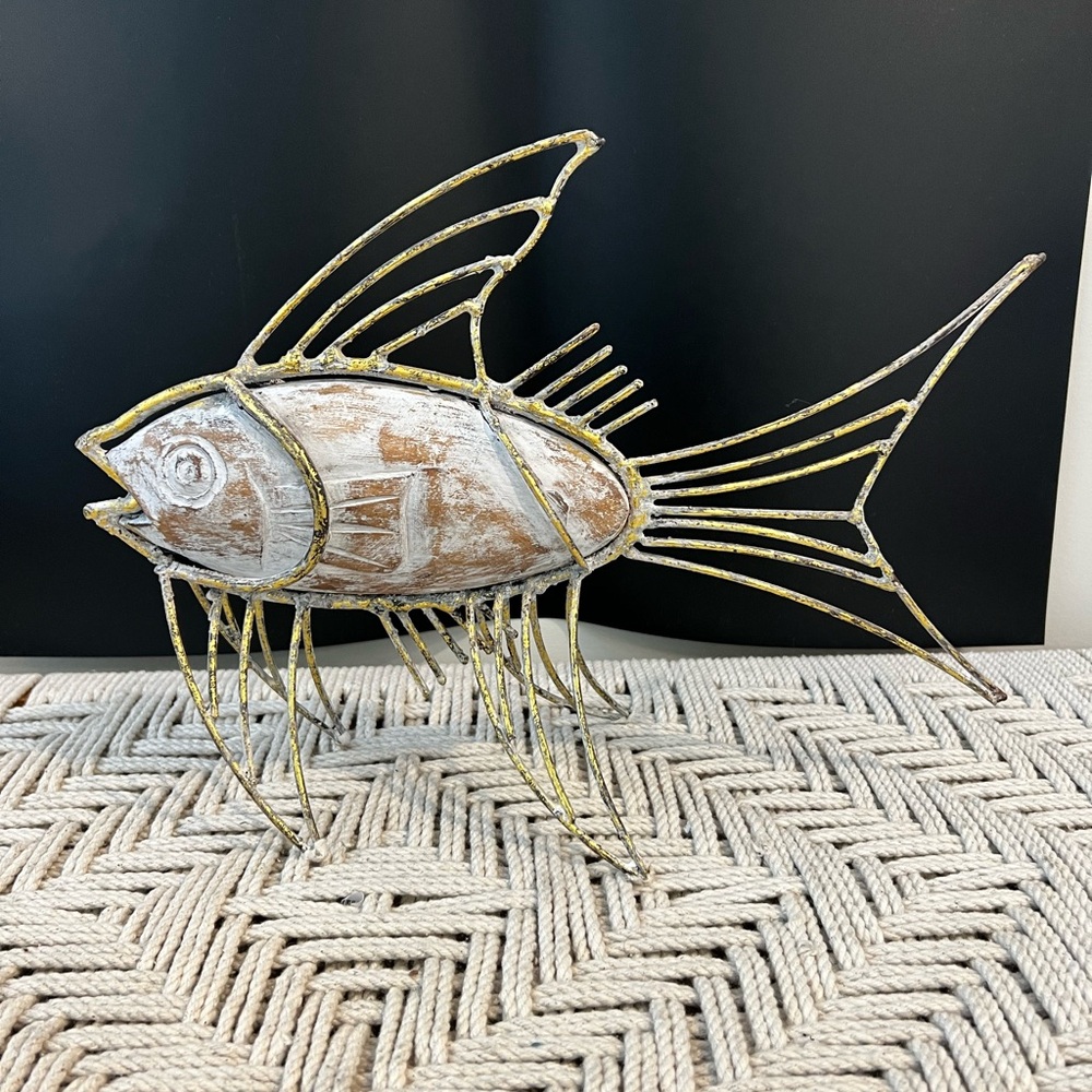 Amezcua Decorative Metal & Wood  Fish Sculpture